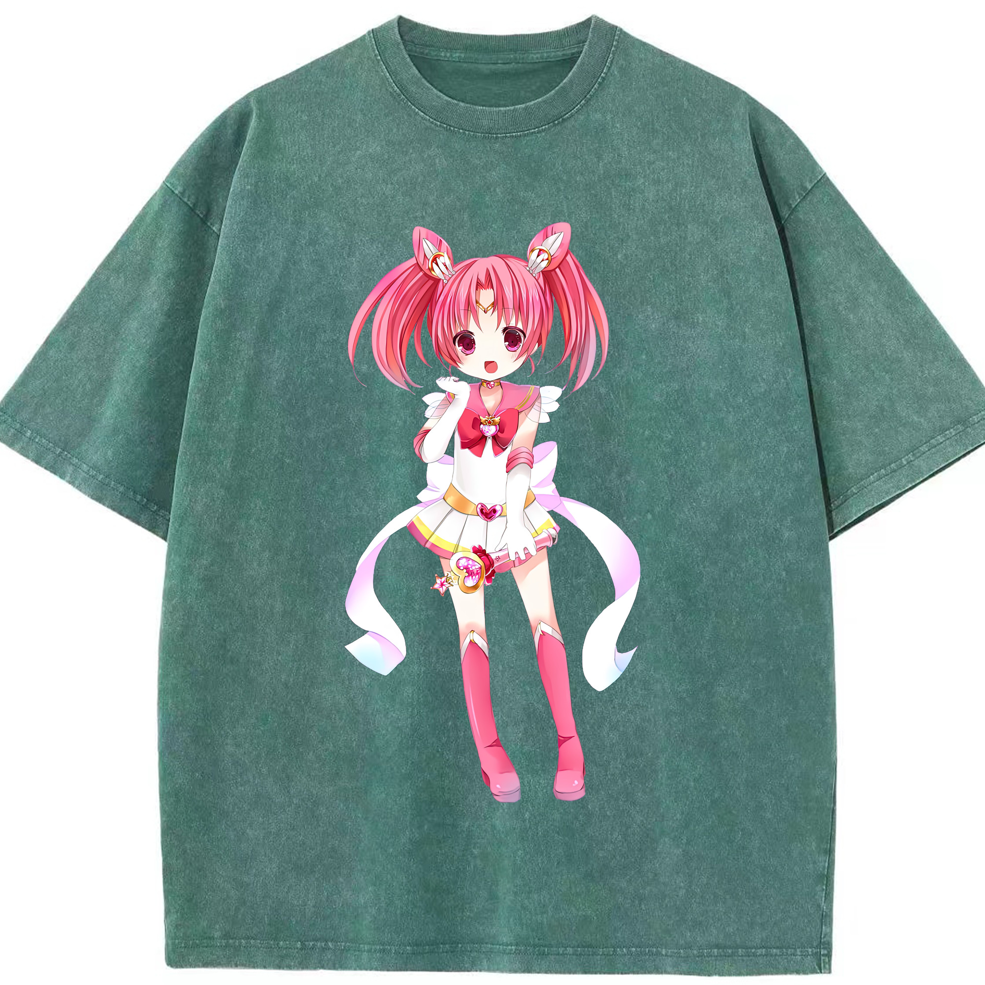 （画像用） 美少女戦士セーラームーン ちびうさ Sailor Moon Chibiusa Tsukino Usagi Small Lady Serenity 綿100% ヴィンテージ風 半袖Tシャツ（フロントプリント）
